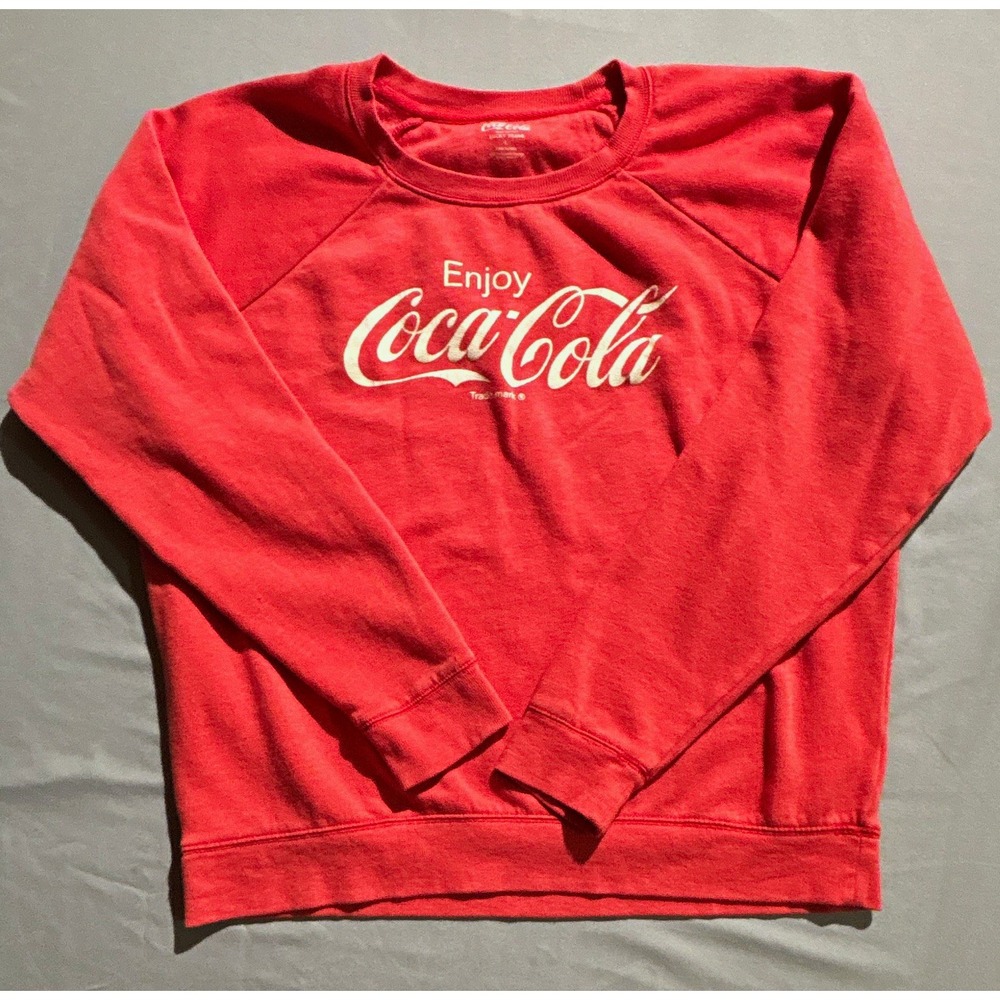 Lucky Brand Coca-Cola Sweatshirt Mens Large Red Raglan Sleeve Graphic Pullover